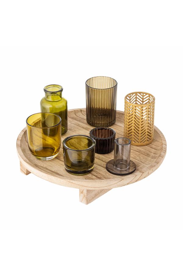 Bloomingville Sanga Tray w/Votive, Nature, Glass