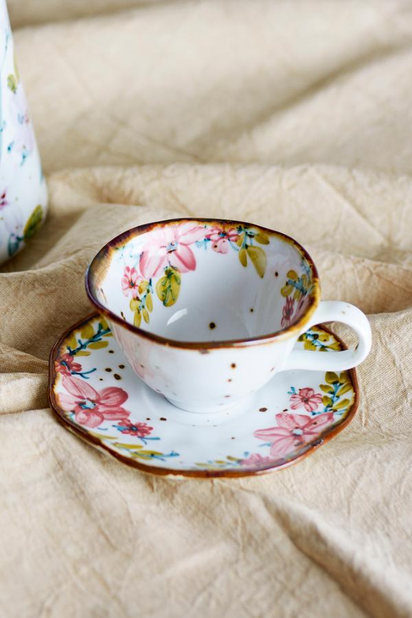 Creative Collection Savina Cup w/Saucer, Multi, Stoneware