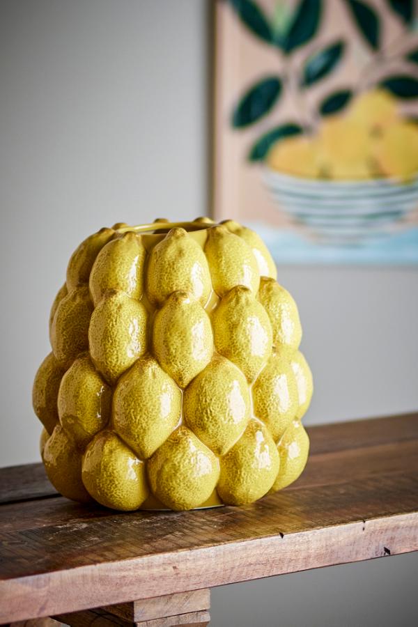 Creative Collection Limone Vase, Yellow, Stoneware