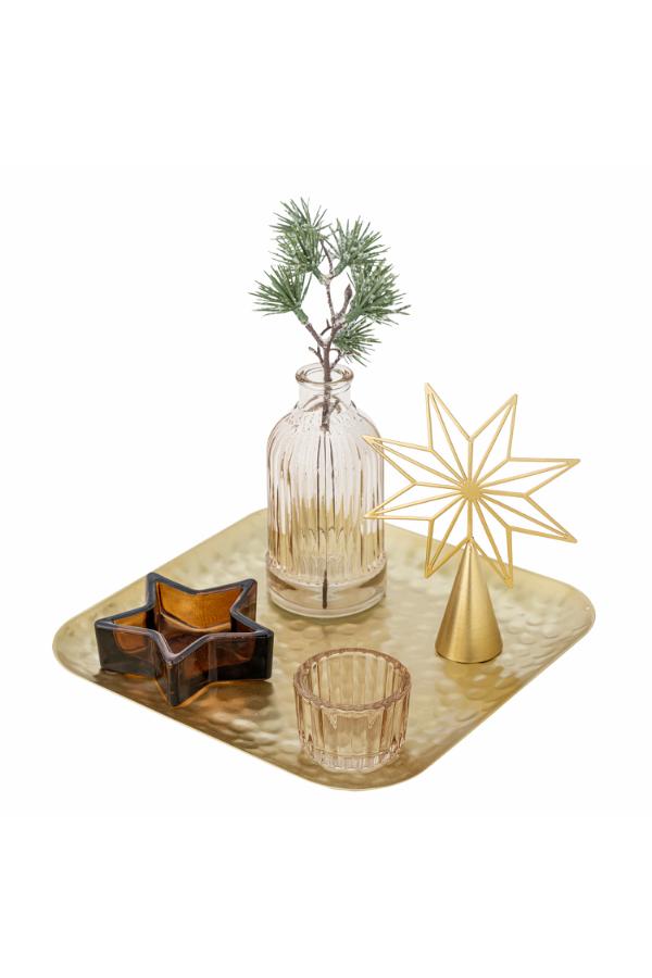 Bloomingville Sanga Tray w/Votive, Gold, Glass