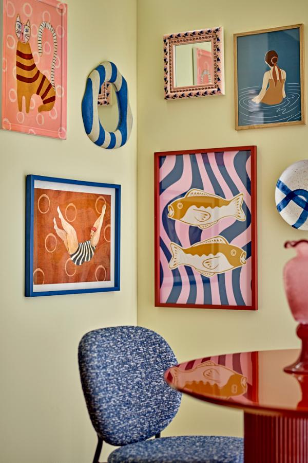 Bloomingville Svela Illustration w/ Frame, Multi, Firwood