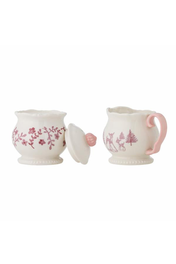 Bloomingville Wonderland Milk Jug & Sugar Bowl, Rose, Stoneware