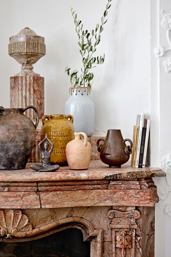 Bloomingville Rijad Deco Vase, Yellow, Terracotta