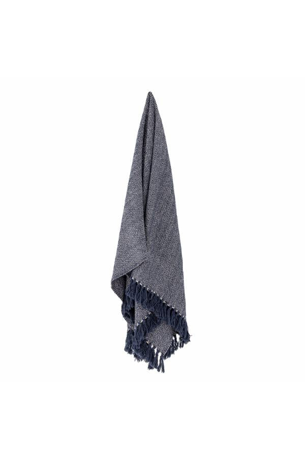 Creative Collection Herringbone Throw, Blue, Recycled Cotton