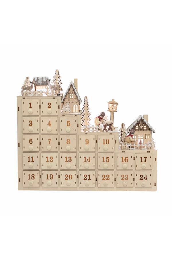 Bloomingville Richie Calendar w/light, Nature, Plywood