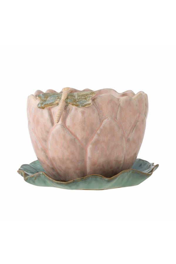 Creative Collection Jaylee Flowerpot w/Saucer, Rose, Stoneware