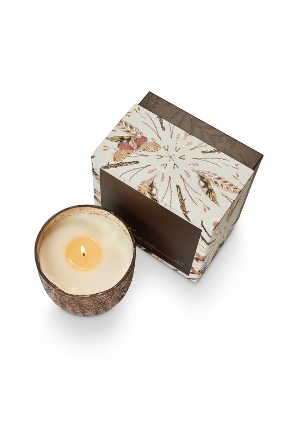 Illume Woodfire Crackle Glass Candle, Brown,