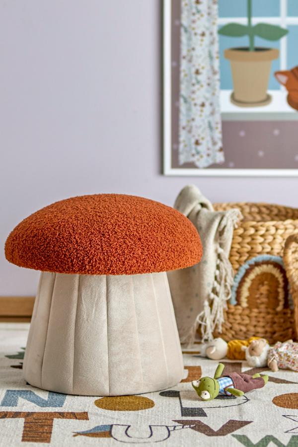Bloomingville Mini Bertil Pouf, Red, Polyester