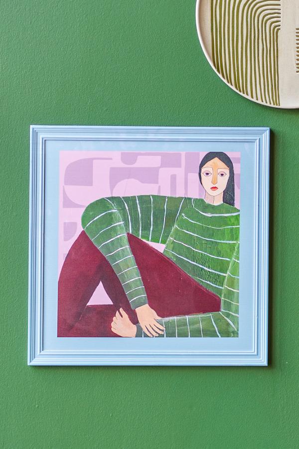 Bloomingville Zoy Illustration w/ Frame, Multi, Firwood