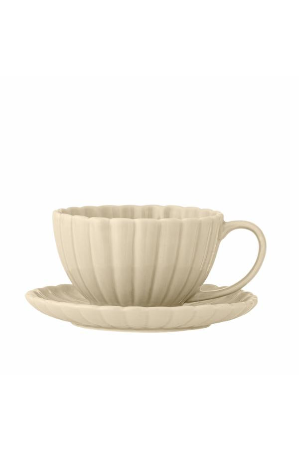 Bloomingville Latina Cup w/Saucer, Nature, Stoneware