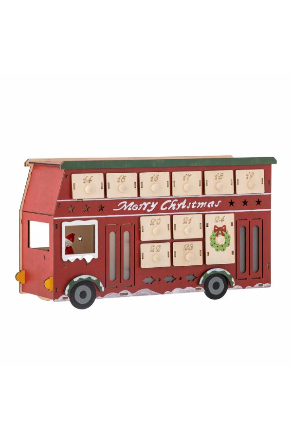 Bloomingville Edward Calendar w/light, Red, Plywood