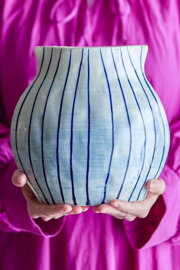 Bloomingville Esra Vase, Blue, Stoneware