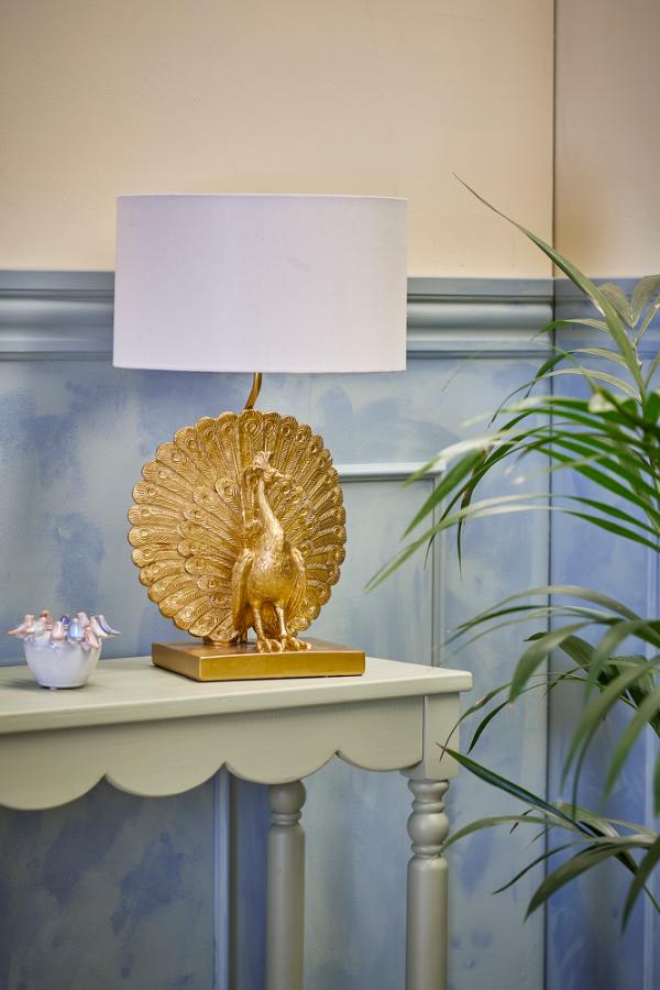 Creative Collection Peacock Table lamp, Gold, Polyresin
