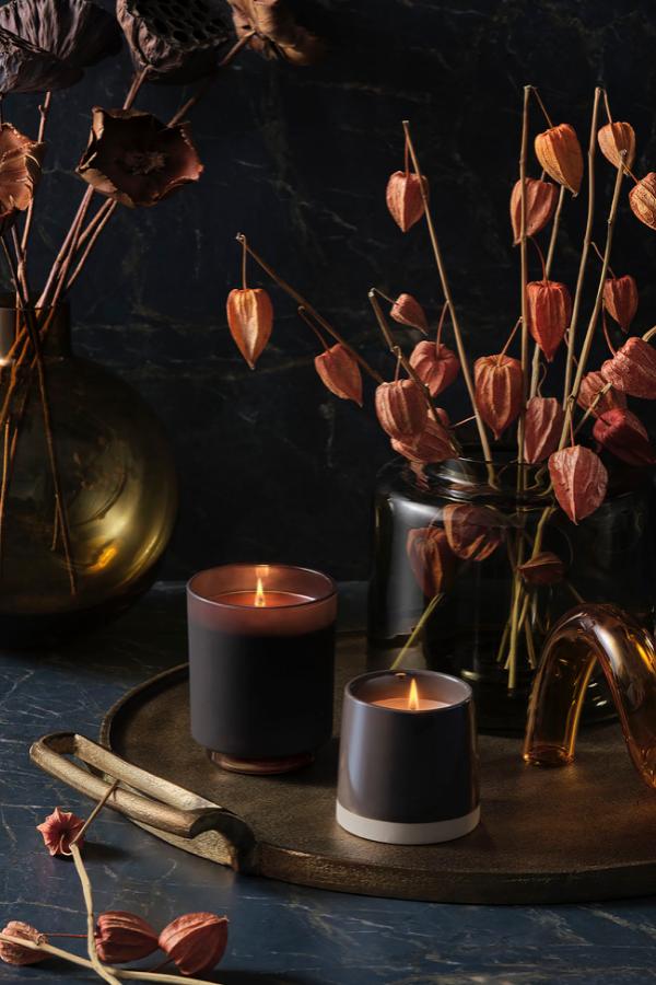 Illume Woodfire Box Glass Candle, Brown,