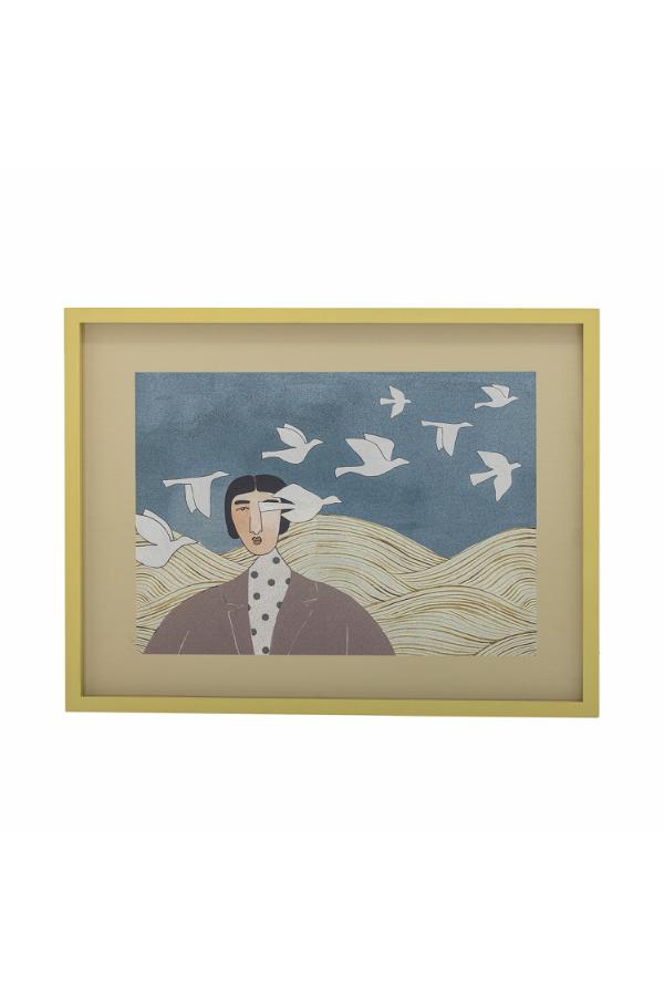 Bloomingville Flyvielle Illustration w/ Frame, Multi, Firwood