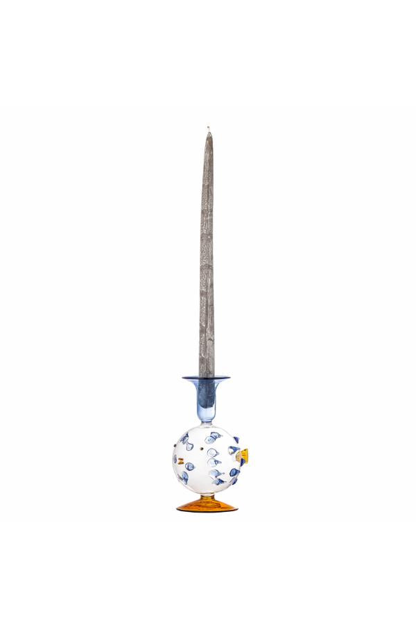 Creative Collection Phila Candle Holder, Blue, Glass