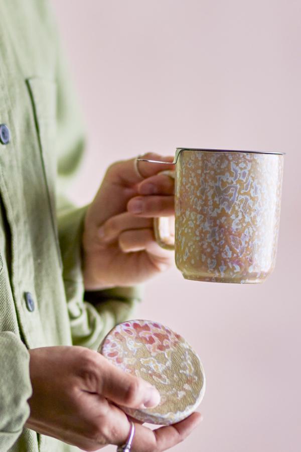 Creative Collection Yuma Mug w/Lid and Strainer, Multi, Stoneware