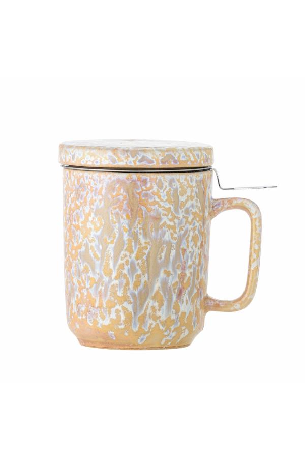 Creative Collection Yuma Mug w/Lid and Strainer, Multi, Stoneware