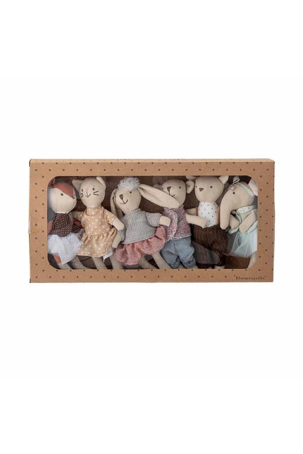 Bloomingville Mini Animal friends Doll, Multi, Cotton