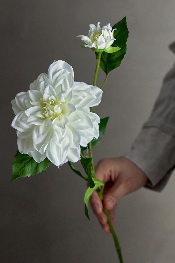 Bloomingville Dahlia Stem, White, Artificial Flowers