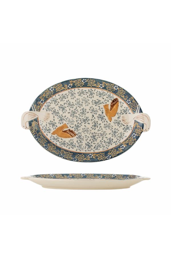 Bloomingville Hezha Serving Plate, Blue, Stoneware