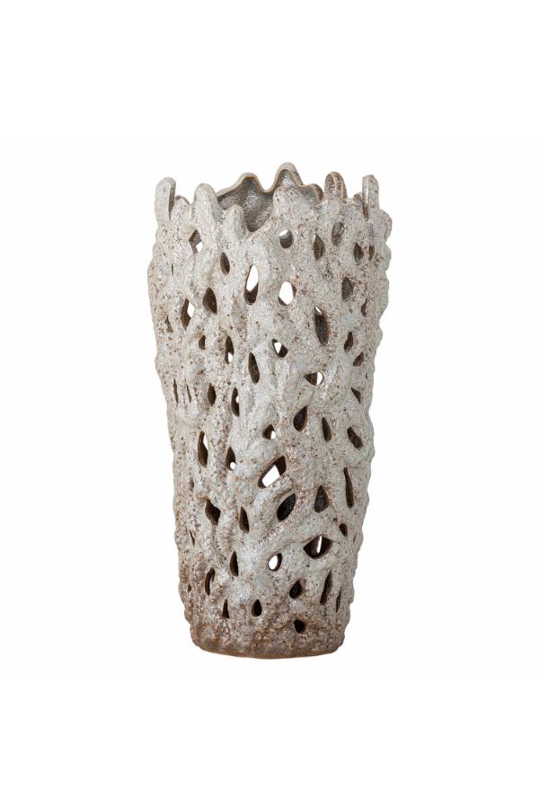 Bloomingville Eunice Deco Vase, White, Stoneware