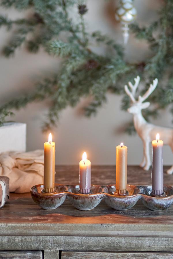 Bloomingville Kalia Advent Candle Holder, Brown, Stoneware