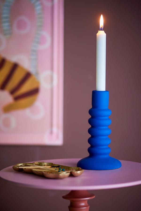 Bloomingville Thorne Candle Holder, Blue, Stoneware