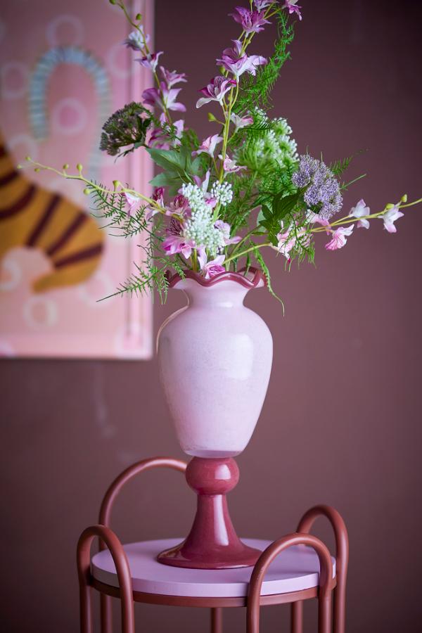 Bloomingville Frills Vase, Rose, Glass