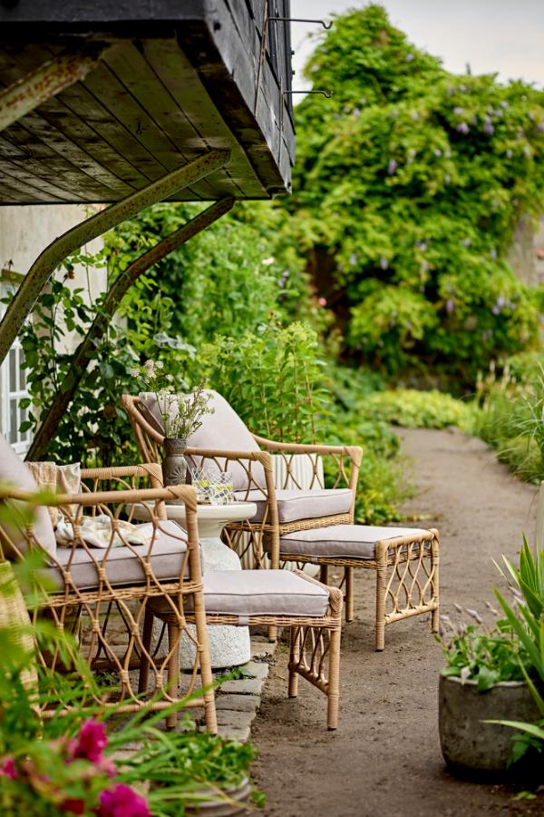 Bloomingville Belluce Lounge Chair with Stool, Nature, Polyrattan