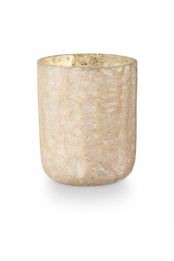 Illume Winter White Crackle Glass Candle, White,