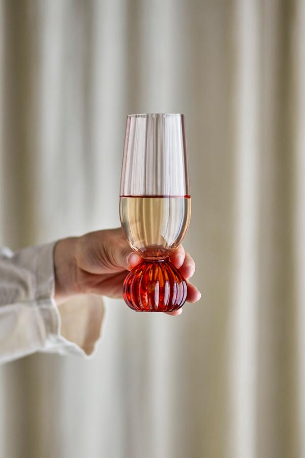 Bloomingville Taurin Champagne Glass, Rose, Glass