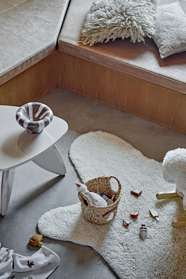 Bloomingville Mini Bear Rug, White, Wool