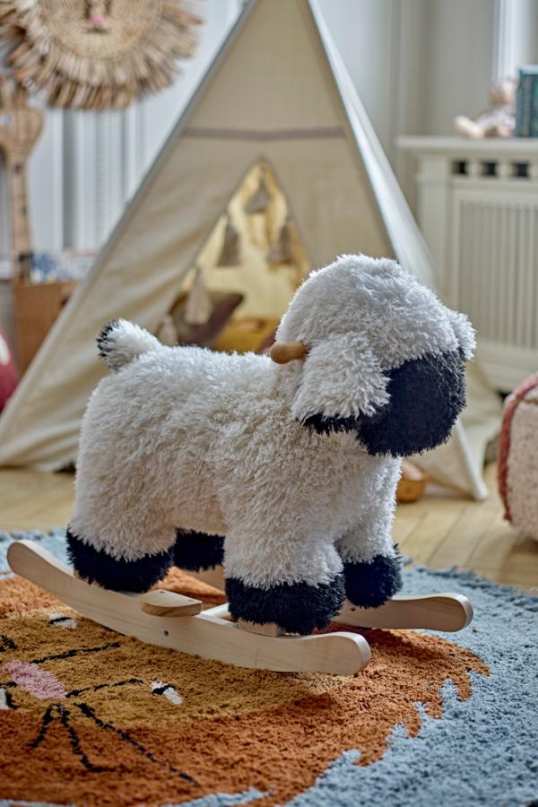 Bloomingville Mini Dolly Rocking Toy, Sheep, White, Polyester
