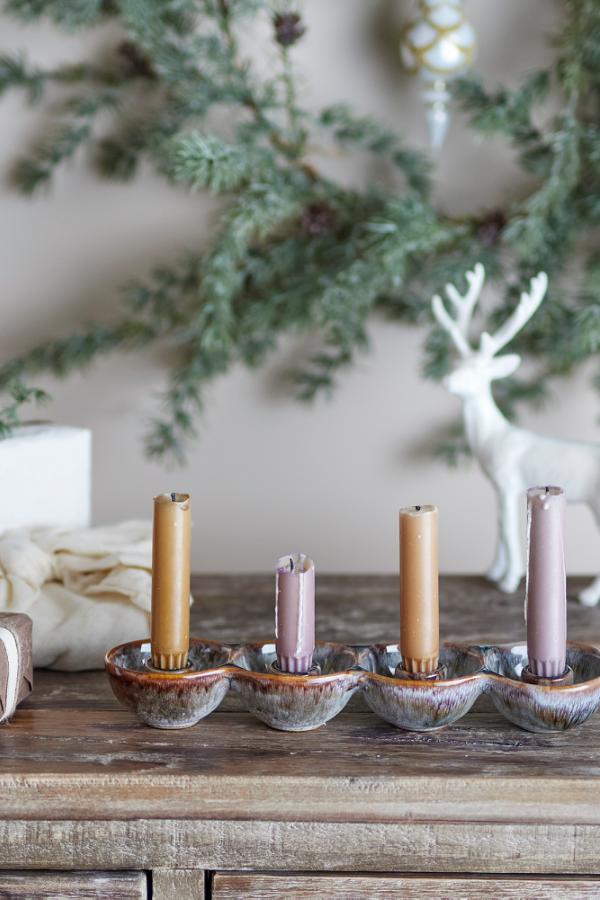 Bloomingville Kalia Advent Candle Holder, Brown, Stoneware