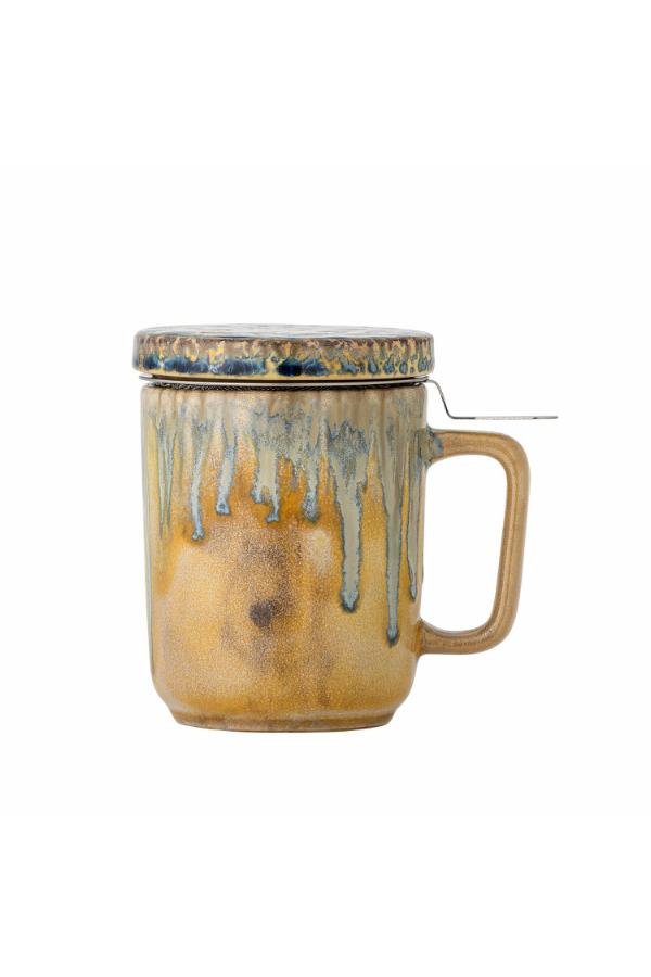 Creative Collection Yuma Mug w/Lid and Strainer, Multi, Stoneware