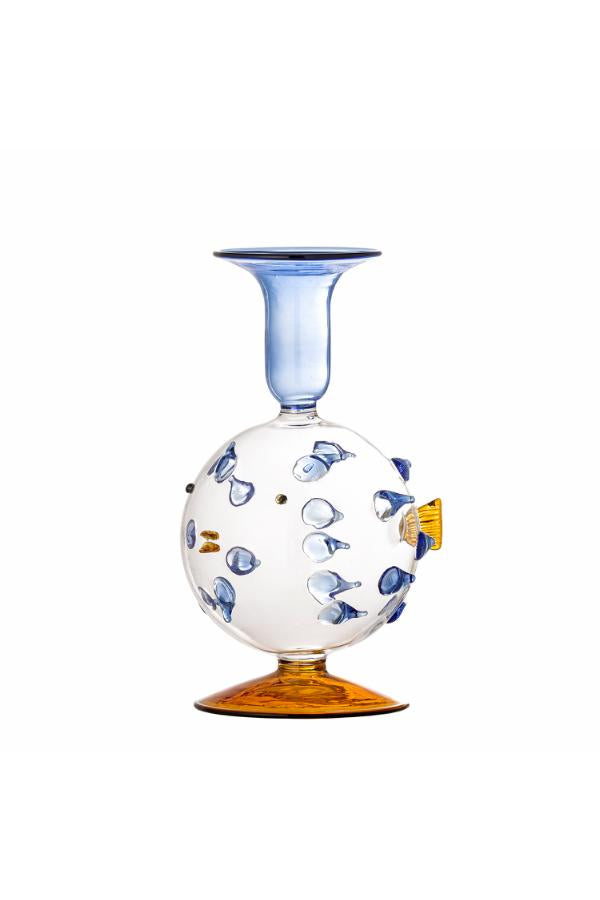 Creative Collection Phila Candle Holder, Blue, Glass