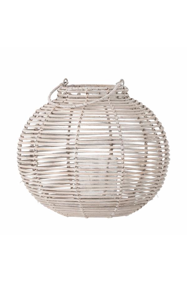 Bloomingville Malua Lantern w/Glass, White, Rattan
