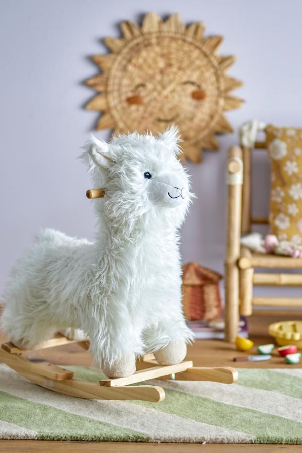 Bloomingville Mini Kinto Rocking Toy, Lama, White, Polyester