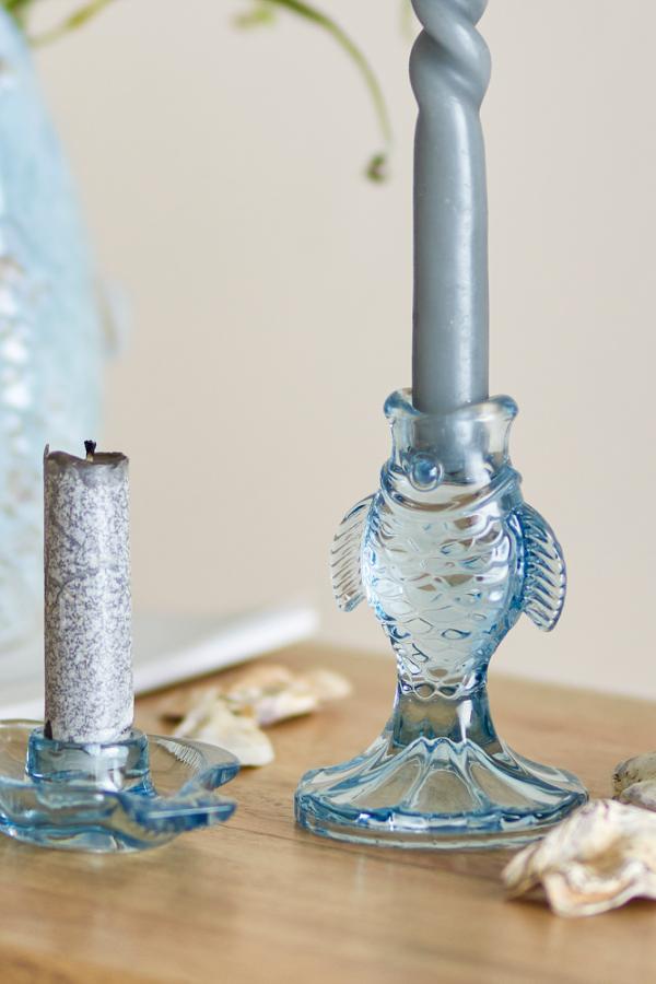 Creative Collection Linley Candle Holder, Blue, Glass
