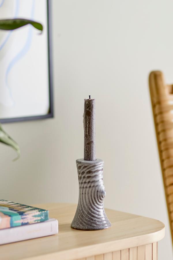 Bloomingville Raheem Candle Holder, Grey, Stoneware