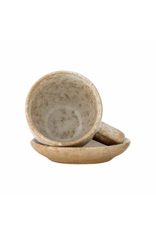 Bloomingville Brenta Cup w/Saucer, Nature, Stoneware
