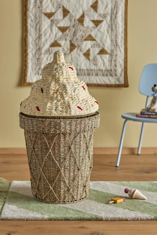 Bloomingville Mini Cillie Basket w/Lid, Nature, Seagrass