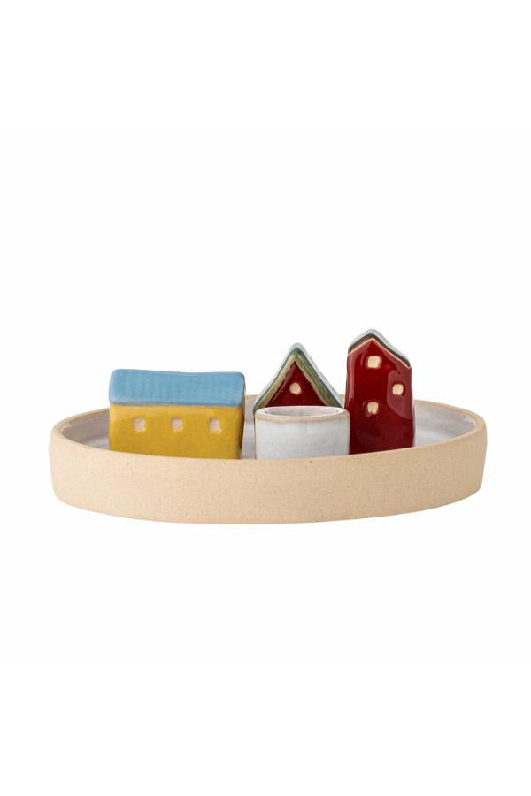 Bloomingville Coze Candle Holder, White, Stoneware