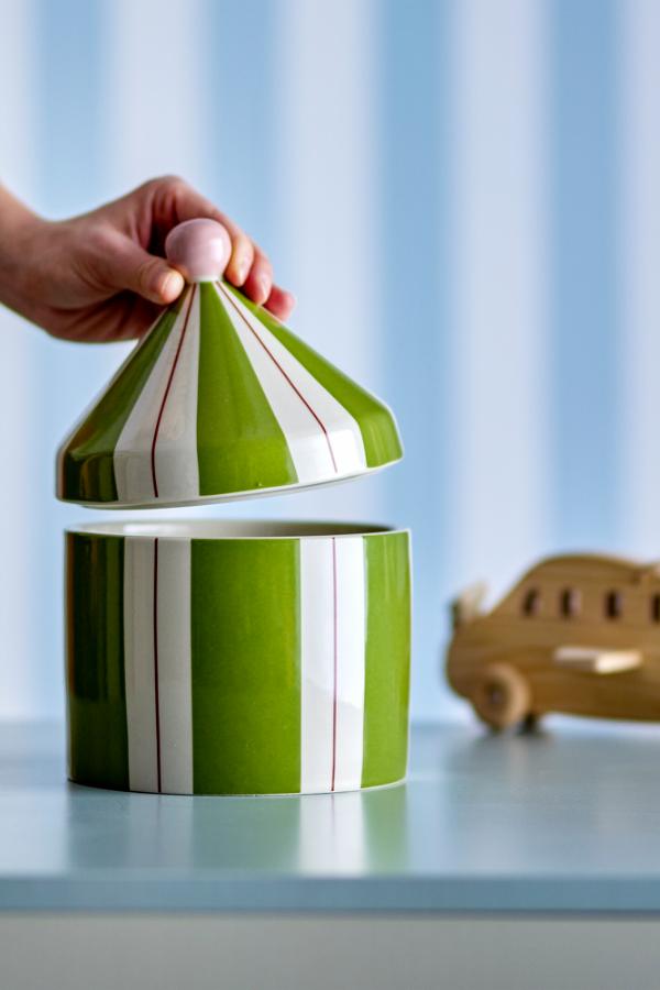 Bloomingville Mini Cimmi Jar w/Lid, Green, Stoneware