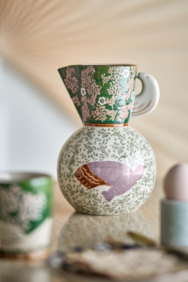 Bloomingville Hezha Jug, Green, Stoneware