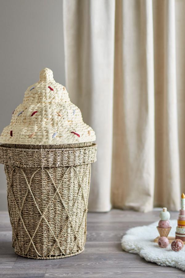 Bloomingville Mini Cillie Basket w/Lid, Nature, Seagrass