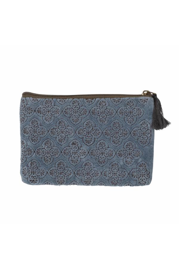 Bloomingville Sofina Cosmetic Bag, Blue, Cotton
