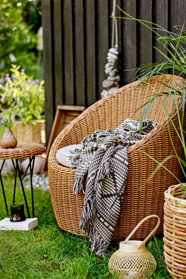 Bloomingville Gutte Throw, Black, Recycled Cotton