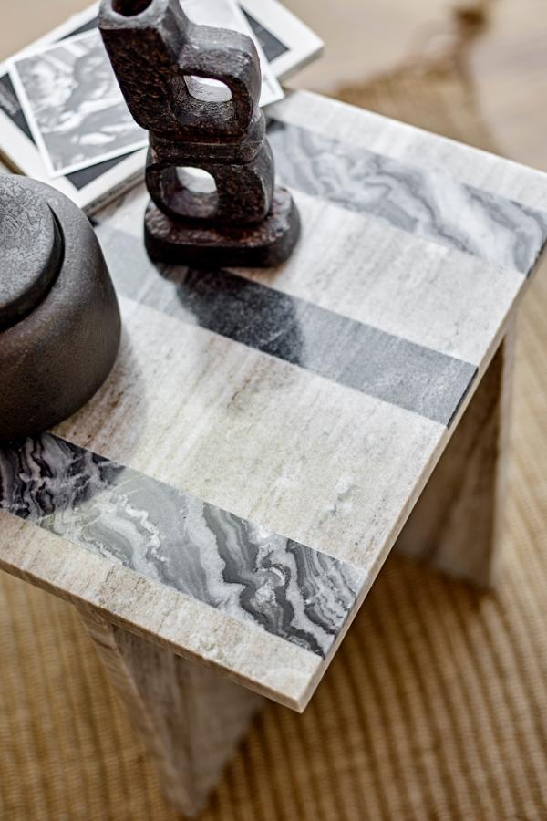 Bloomingville Clea Side Table, Brown, Marble
